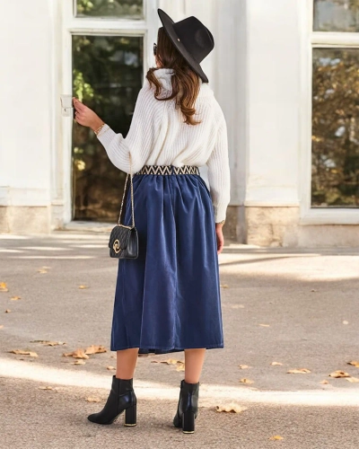 Royalfashion Damen-Kord-Midi-Rock