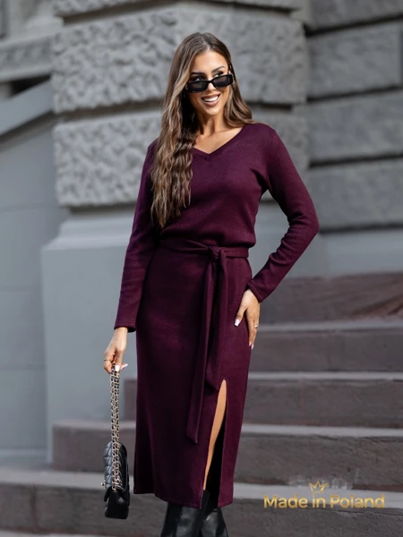 Viskose Damen Midikleid im Strickstil