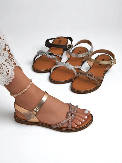 Royalfashion Damen Sandalen mit dekorativen Zirkonia Bella Shine