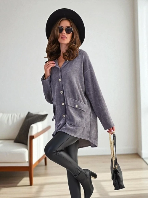 Жіноча кардиган Royalfashion зі золотими ґудзиками Розмір ПЛЮС