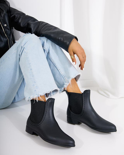 Schwarze matte Osehi-Gummistiefel mit mandelförmiger Spitze - Schuhe