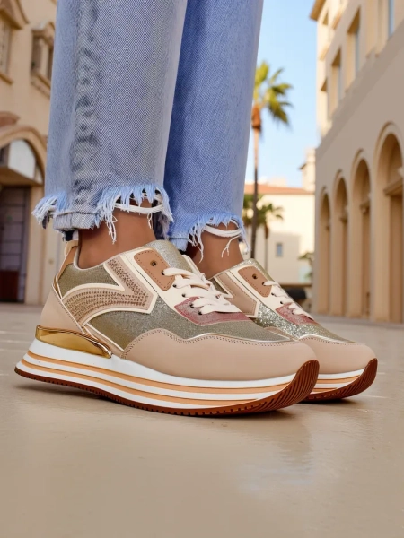 Royalfashion Damen Sneakers mit Glitzer Borovis