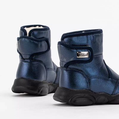 OUTLET Marineblaue Schneestiefel für Kinder mit Klettverschluss Keveri - Schuhe