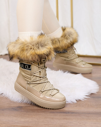 Royalfashion Hellbraune Schlupfstiefel a'la Schneestiefel für Damen Gomllo