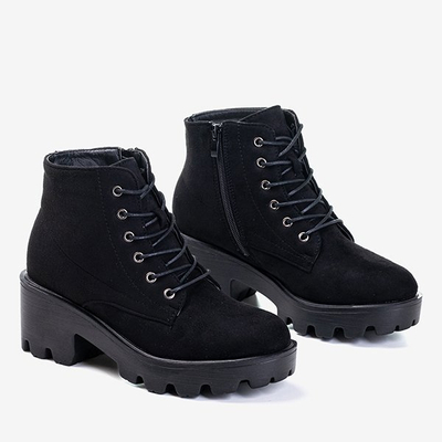 Schwarze flache Schnürstiefeletten Buster - Footwear