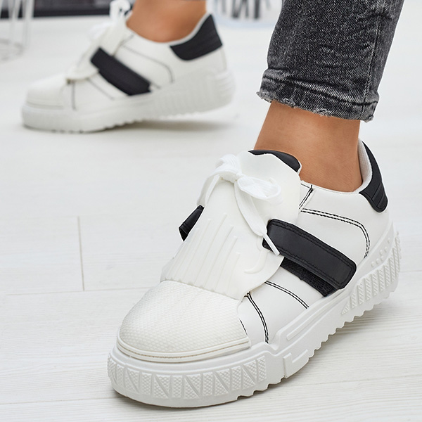 Schwarz-weiße Damen-Sportschuhe mit Gummieinsätzen Inika - Footwear