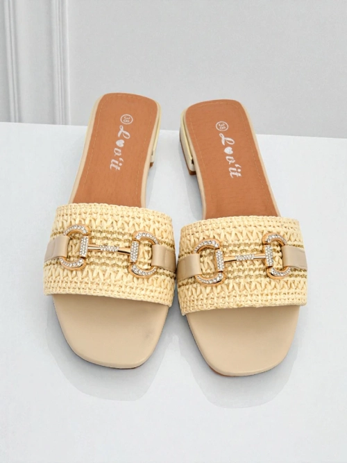 Royalfashion Жіночі шльопанці плетені з прикрасою Aeterna