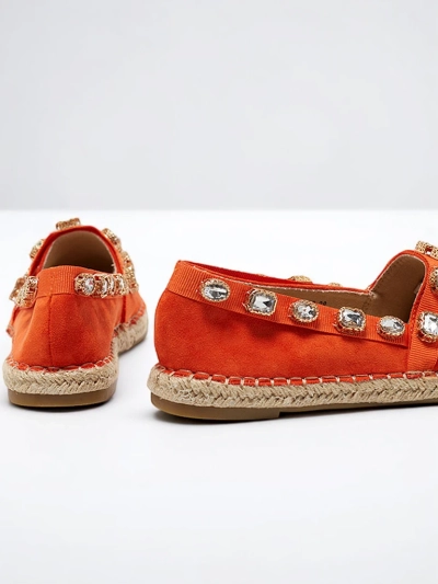 Orange Damen-Espadrilles mit Wamba-Kristallen - Schuhe