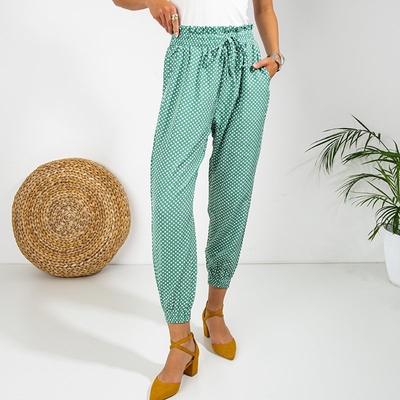 Damen-Hose mit grünen Punkten PLUS SIZE - Kleidung