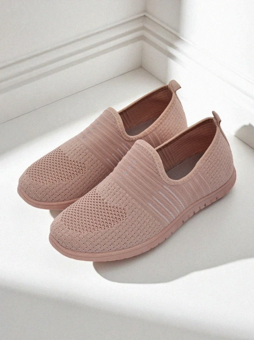 Жіночі туфлі Aelia рожеві з тканини, зручні мокасини на плоскій підошві