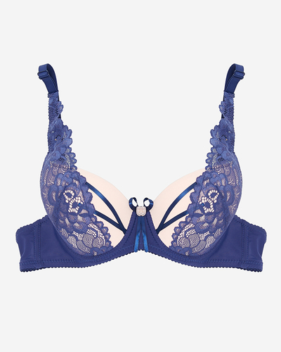 Pinker Damen-BH mit marineblauer Spitze - Underwear