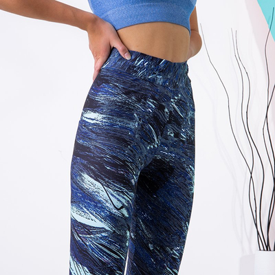 Blau gemusterte Damen PLUS SIZE Leggings - Kleidung