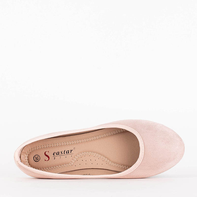 Hellrosa Damen-Ballerinas aus Öko-Wildleder Tizika - Footwear
