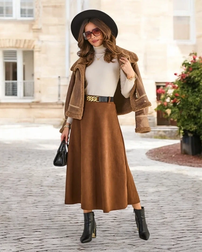Royalfashion Damen Midi-Rock a' la Wildleder
