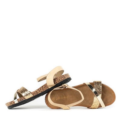 Beige- und Goldsandalen mit Glitzerarmband Nincoa - Footwear
