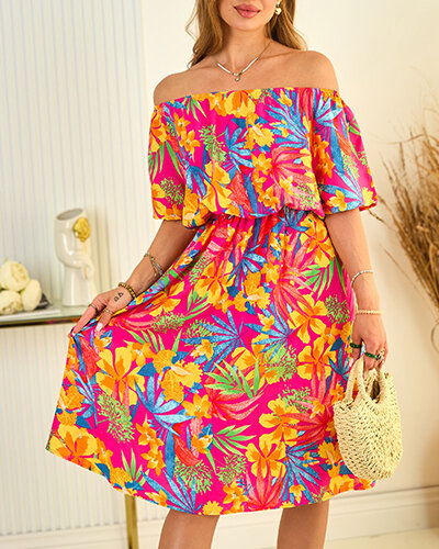 Royalfashion Багатобарвна жіноча міді-сукня а-ля гімнастерка