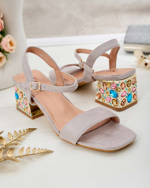 Босоніжки жіночі Royalfashion на стійці з кристалами Ohvare