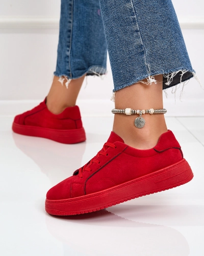 Royalfashion Rote Damen-Sneakers aus Öko-Wildleder Glopov