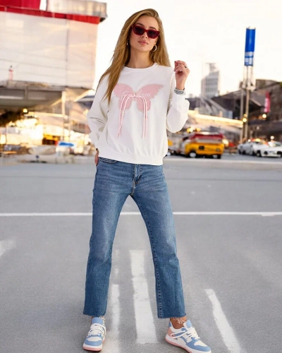 Royalfashion Damen Baumwoll-Sweatshirt mit dünnem Druck