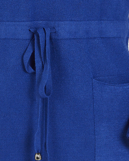 Темно-синій жіночий светр-туніка з капюшоном