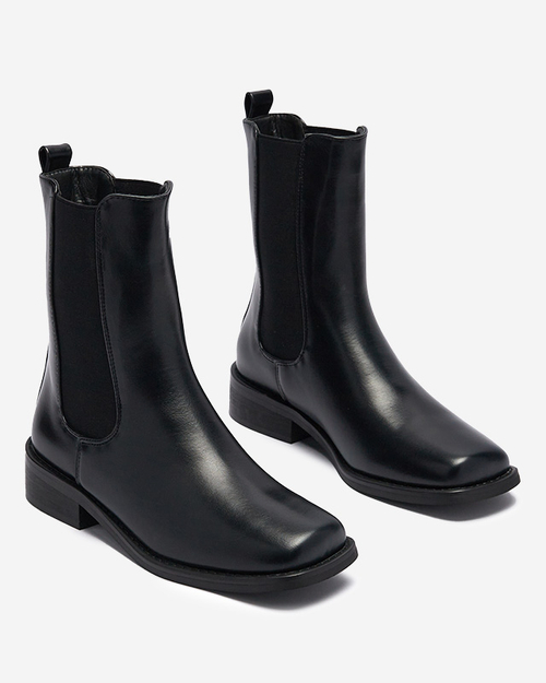 Чоботи жіночі з квадратним носком чорного кольору Sudis- Взуття