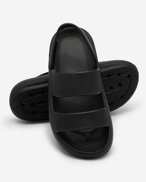 Royalfashion Чорні дитячі гумові сандалі на липучках Flexi Steps