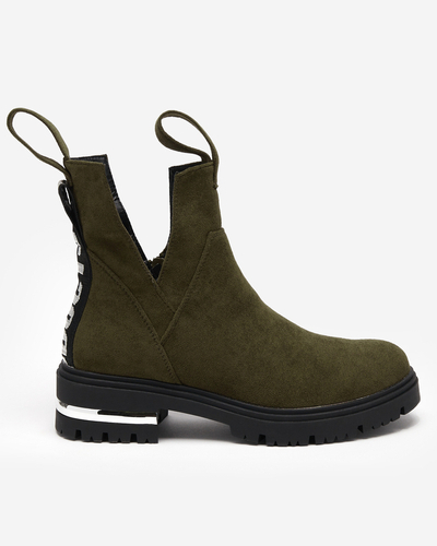 Dunkelgrüne Damenstiefel mit flachem Absatz Dezi - Schuhe