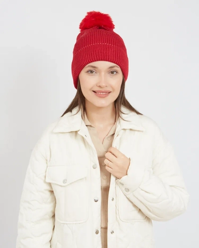 Royalfashion Damen gefütterte Mütze mit Bommel