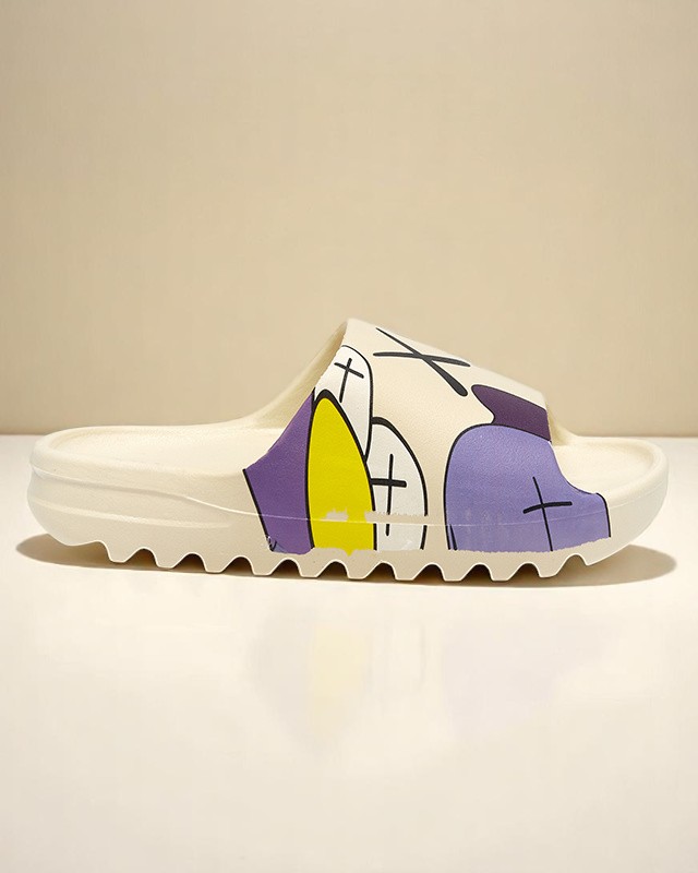 Damen Sandalen Flora Creme Gummi Bequem für den Sommer