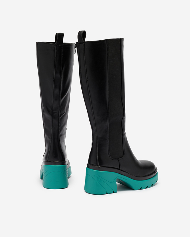 Schwarze Damenstiefel mit fester blauer Sohle Berisa - Footwear