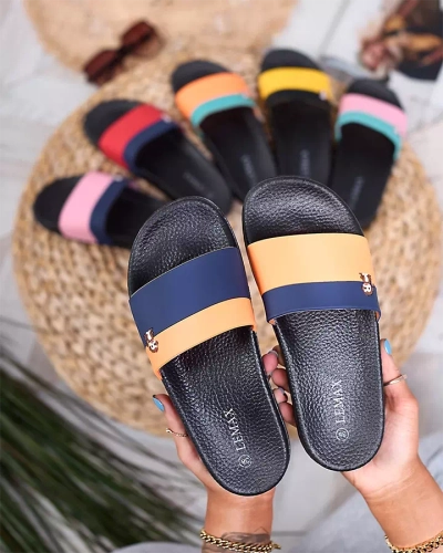 Royalfashion Orange und marineblaue Damen-Gummi-Flip-Flops Lierigs