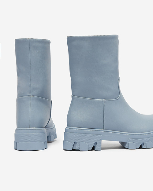 Блакитні жіночі чоботи з утепленням Mekira