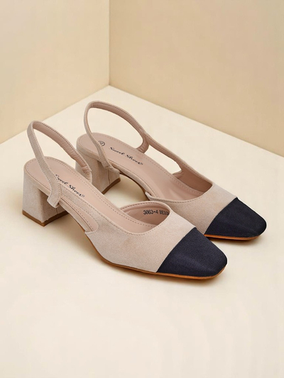 Royalfashion Damen Pumps mit niedrigem Absatz und dekorativer Spitze Eleganzo