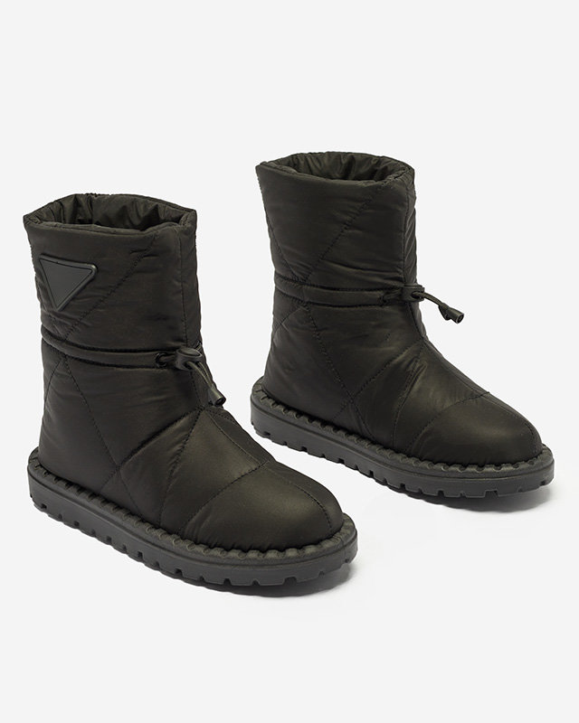 Schwarze gesteppte Damen-Schneestiefel mit flacher Sohle Ferri - Footwear