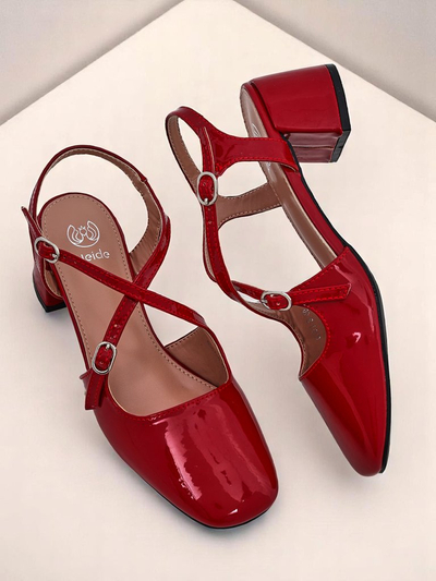 Royalfashion Damenschuhe mit niedrigem Absatz und dekorativen Riemchen Lollita