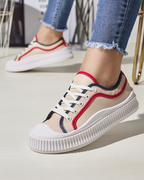 Жіночі кросівки на суцільній підошві бежевого кольору Dessica - Взуття