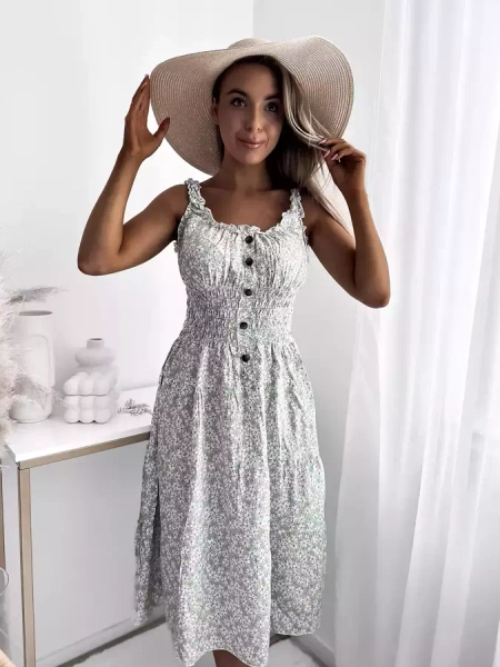 Knielanges Kleid für Damen mit Blumenmuster Kleidung