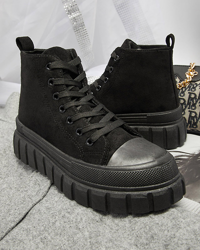 Schwarzer Damen-Schnürstiefel a'la sneakers Netara - Footwear