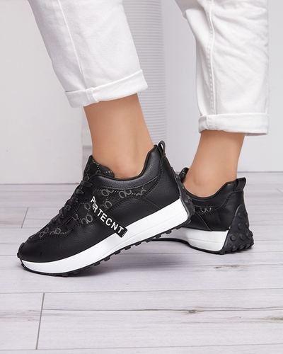 Schwarzer Damen-Sportschuh mit modischem Tentis-Muster - Footwear