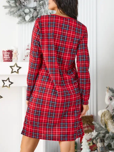 Royalfashion Baumwollkarierter Damen-Nachthemd