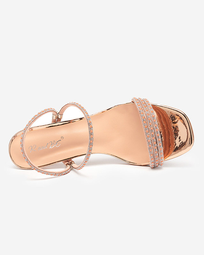 Rosa und gold lackierte Hausschuhe mit niedrigem Absatz Lakopi - Schuhe