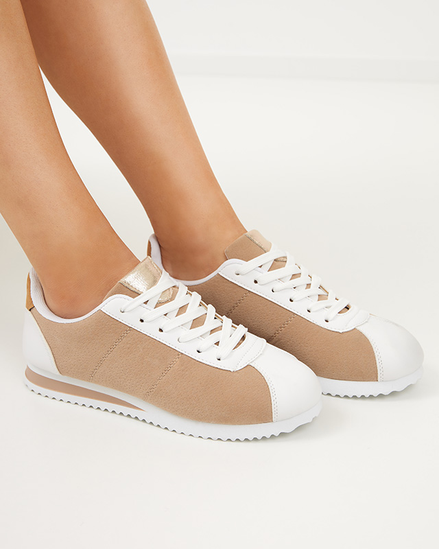Beige Sportschuhe für Damen auf flacher Soruti-Sohle - Schuhe