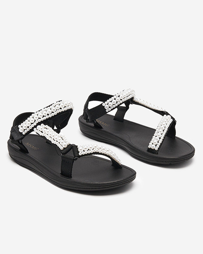 Schwarze Sport-Sandalen für Damen mit Dotiss-Perlen – Schuhe