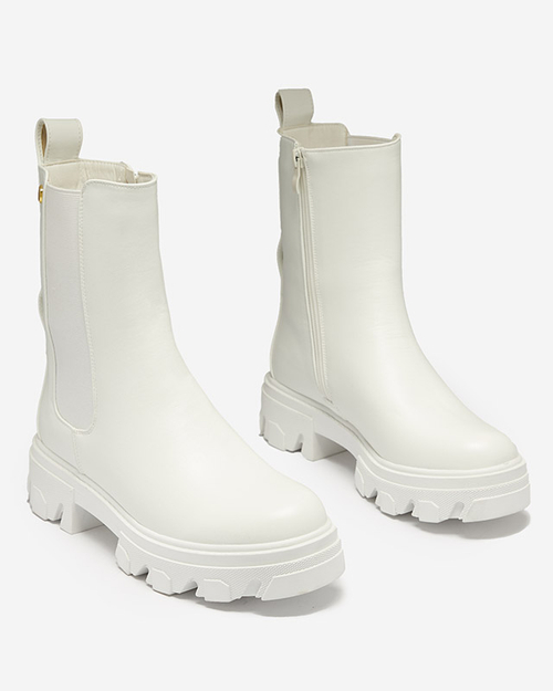 Жіночі високі черевики білого кольору Vyvieva- Взуття