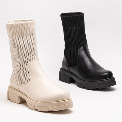 Schwarze durchbrochene Damenstiefeletten von Roibu - Schuhe