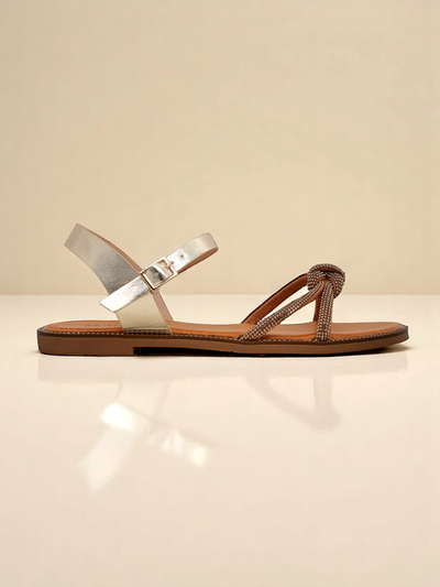 Royalfashion Damen Sandalen mit dekorativen Zirkonia Bella Shine