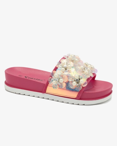 Fuchsiafarbene Plateausandalen für Damen mit Maurelle-Verzierungen - Schuhe