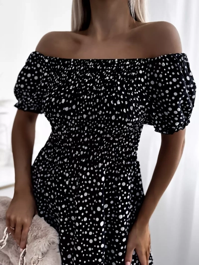 Schwarzes Damen Maxikleid aus Erbsen- Kleidung