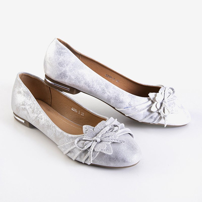 Сірі жіночі мерехтливі балетки з прикрасою Norita