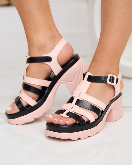 Agraves рожеві жіночі босоніжки на підборах - туфлі